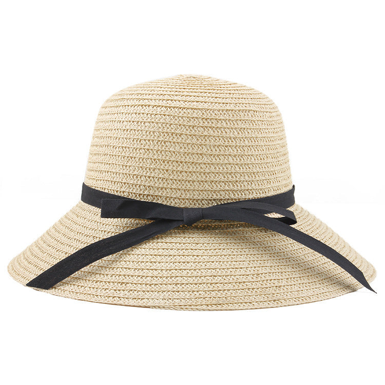 Women's Sun Hat Embroidered Pattern UV Protection Dome Straw Hat