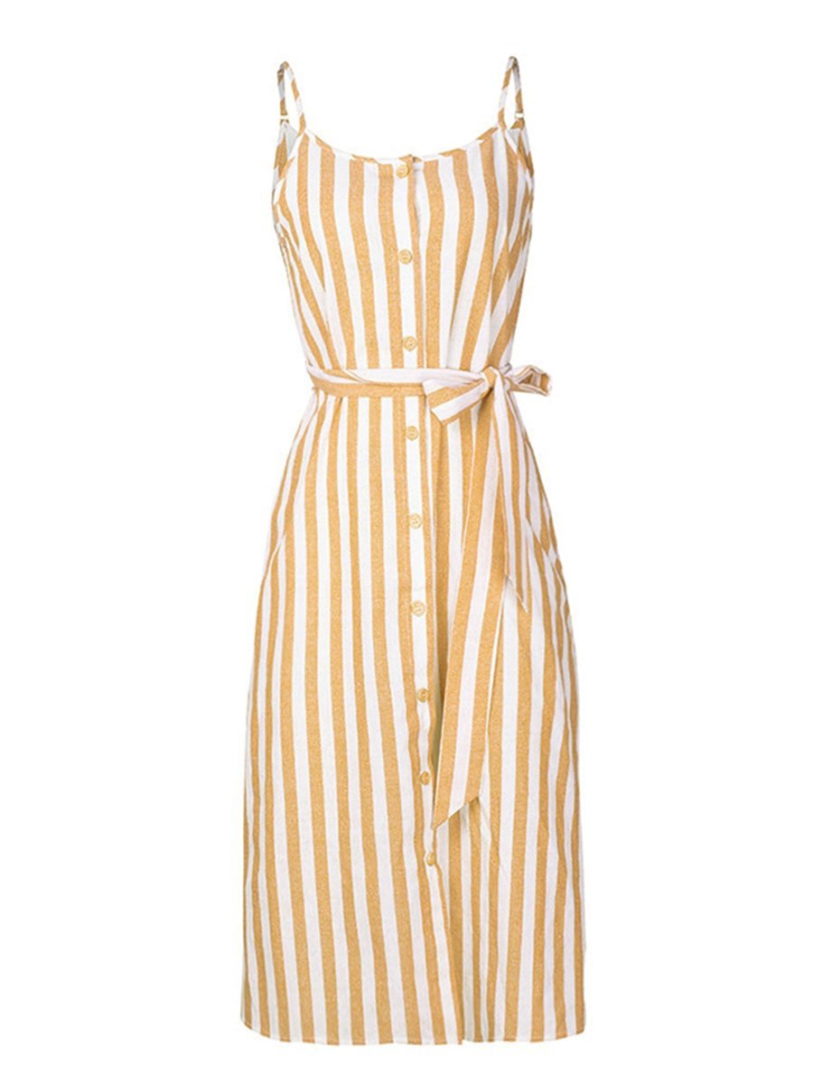 Womens Slip Dress Elegant Stripe Spaghetti Strap Dress