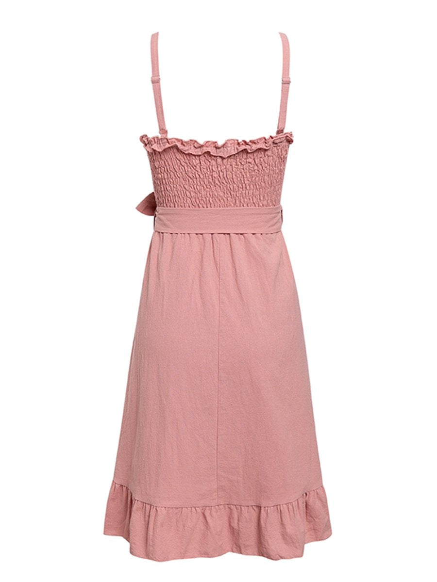 Womens Slip Dress Ruffled Sexy Midi Dress