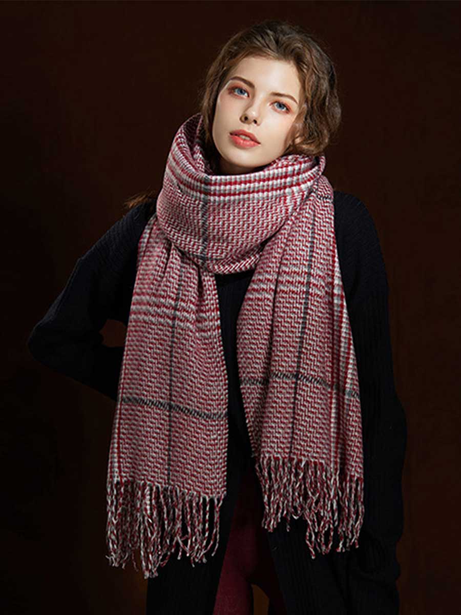 Wool Scarf Plaid Warm Cashmere Shawl