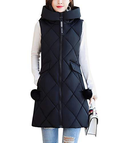 Womens Jacket Coat Zip-Up Sleeveless Long Hooded Waistcoat