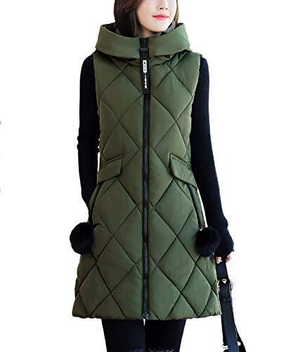 Womens Jacket Coat Zip-Up Sleeveless Long Hooded Waistcoat