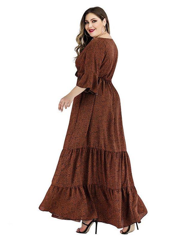 Women's V Neck Long Sleeve Dress