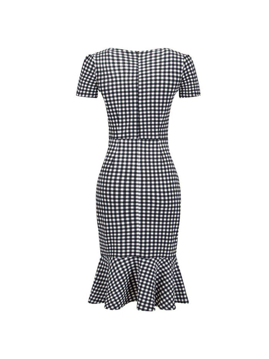 1960s Slimming Dress Elegant Short Sleeve Bodycon Dress