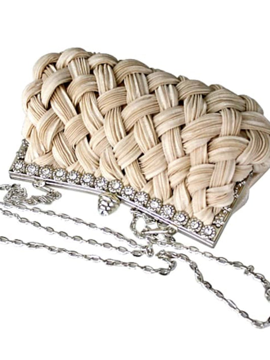 Women's Wedding Bags Satin Rhinestone Weave Style Evening Bag