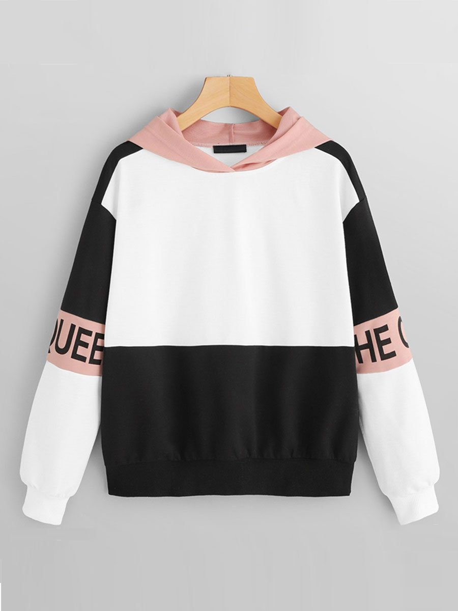 Womens Sweatshirts Long Sleeve Crew Neck Letter Print Pullover