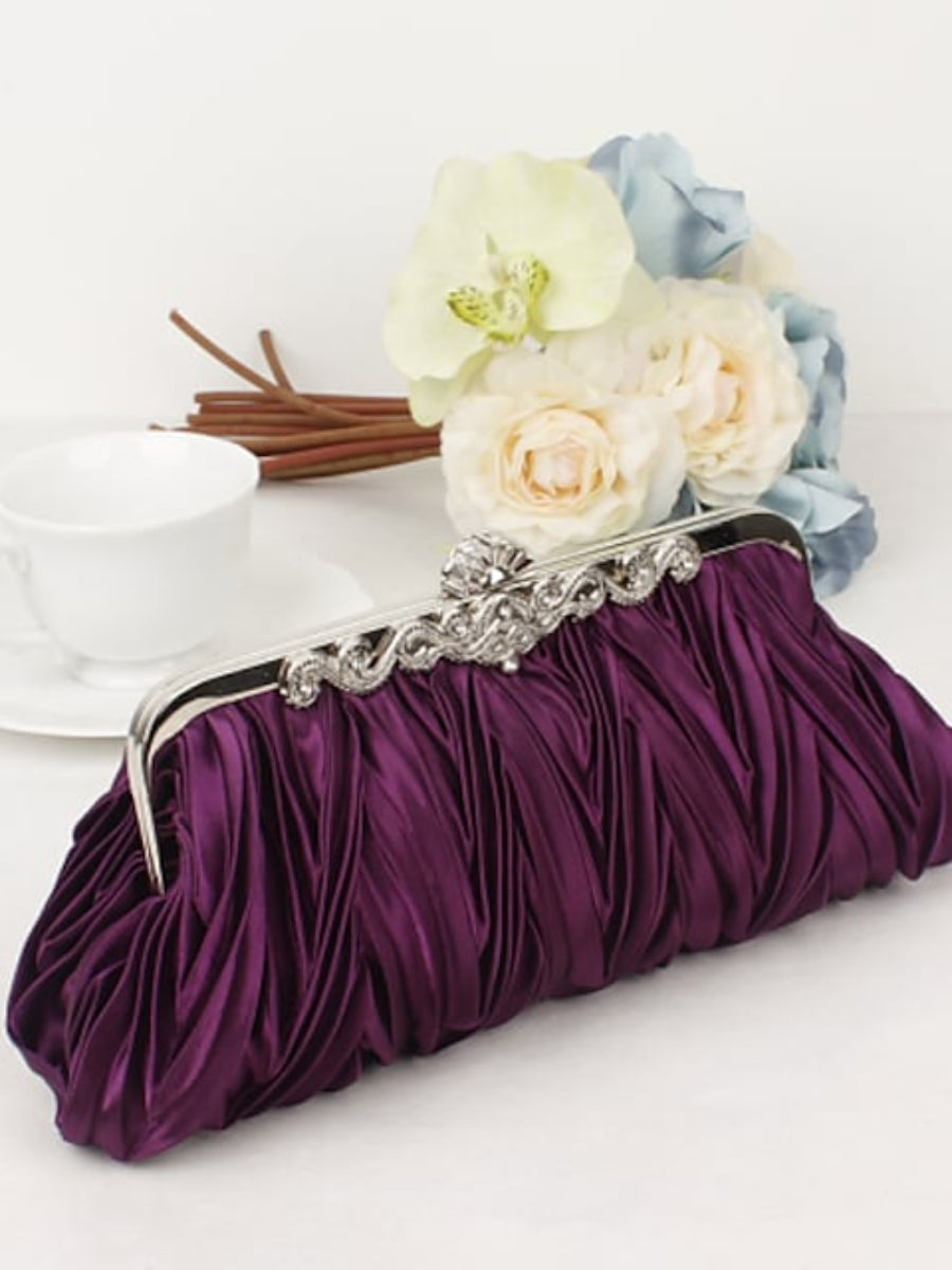 Women's Wedding Bags Evening Bag Satin Crystal Rhinestone Plain Party Bag