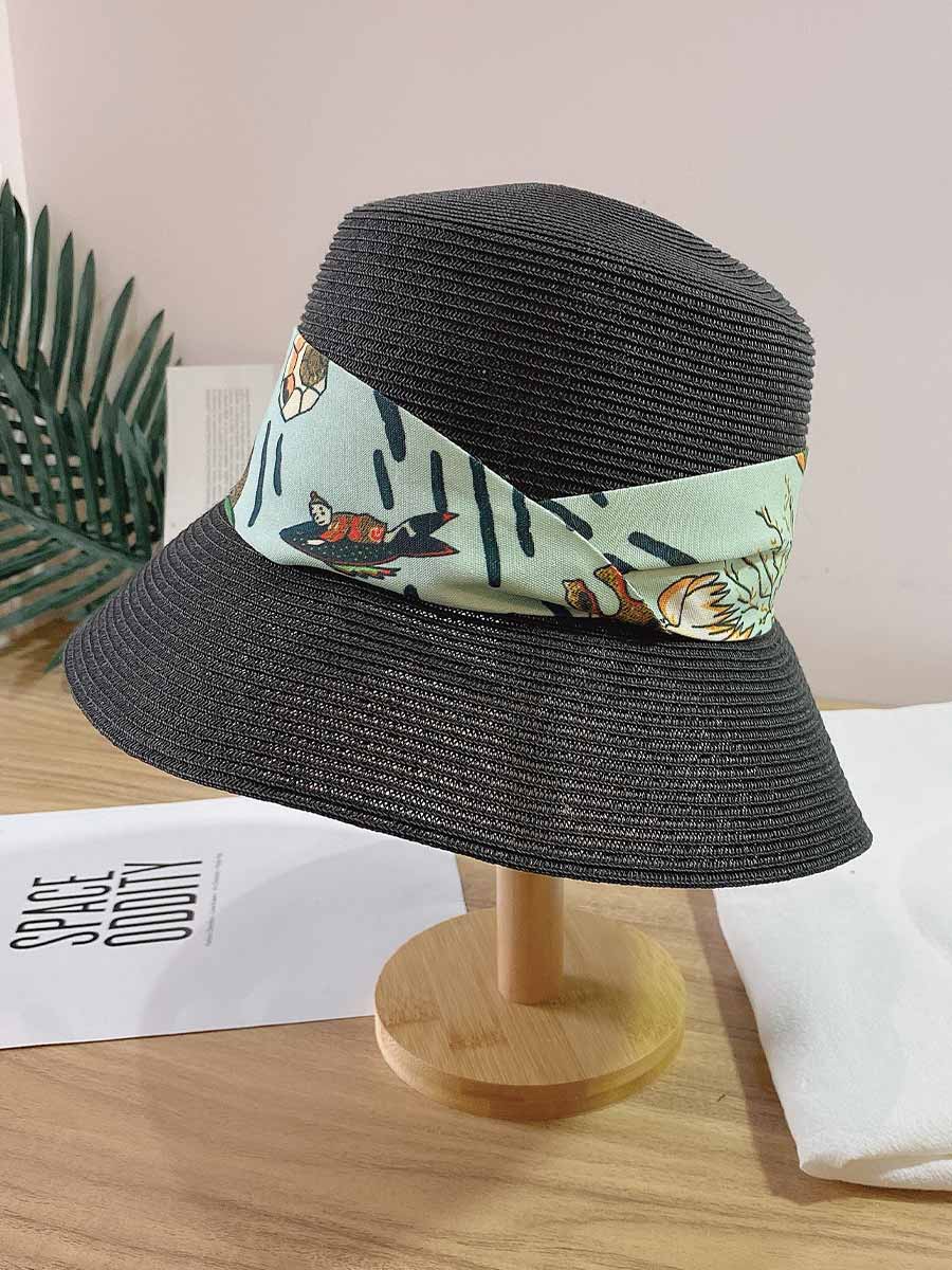 Women's Sun Straw Hats UV Protection Hats UPF 50 with Mermaid Strap