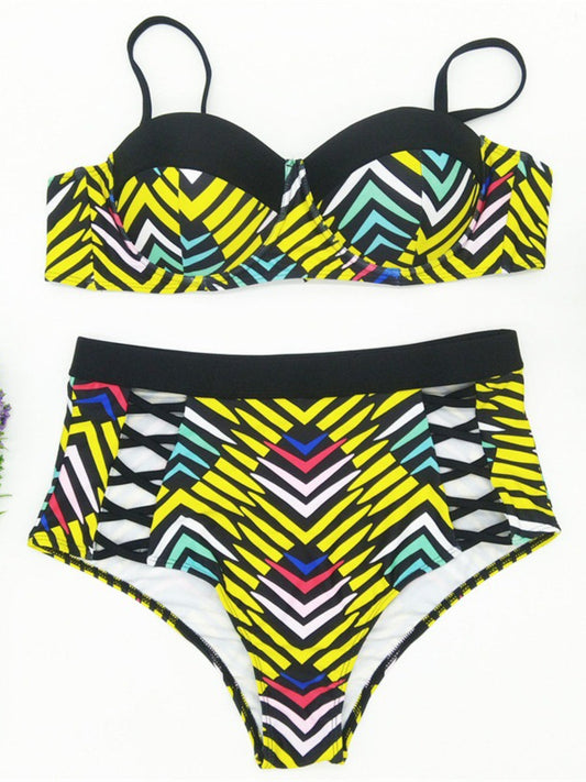 Women's Swimsuit High Waist Plus Size Hollow Out Bikini Two Piece Set