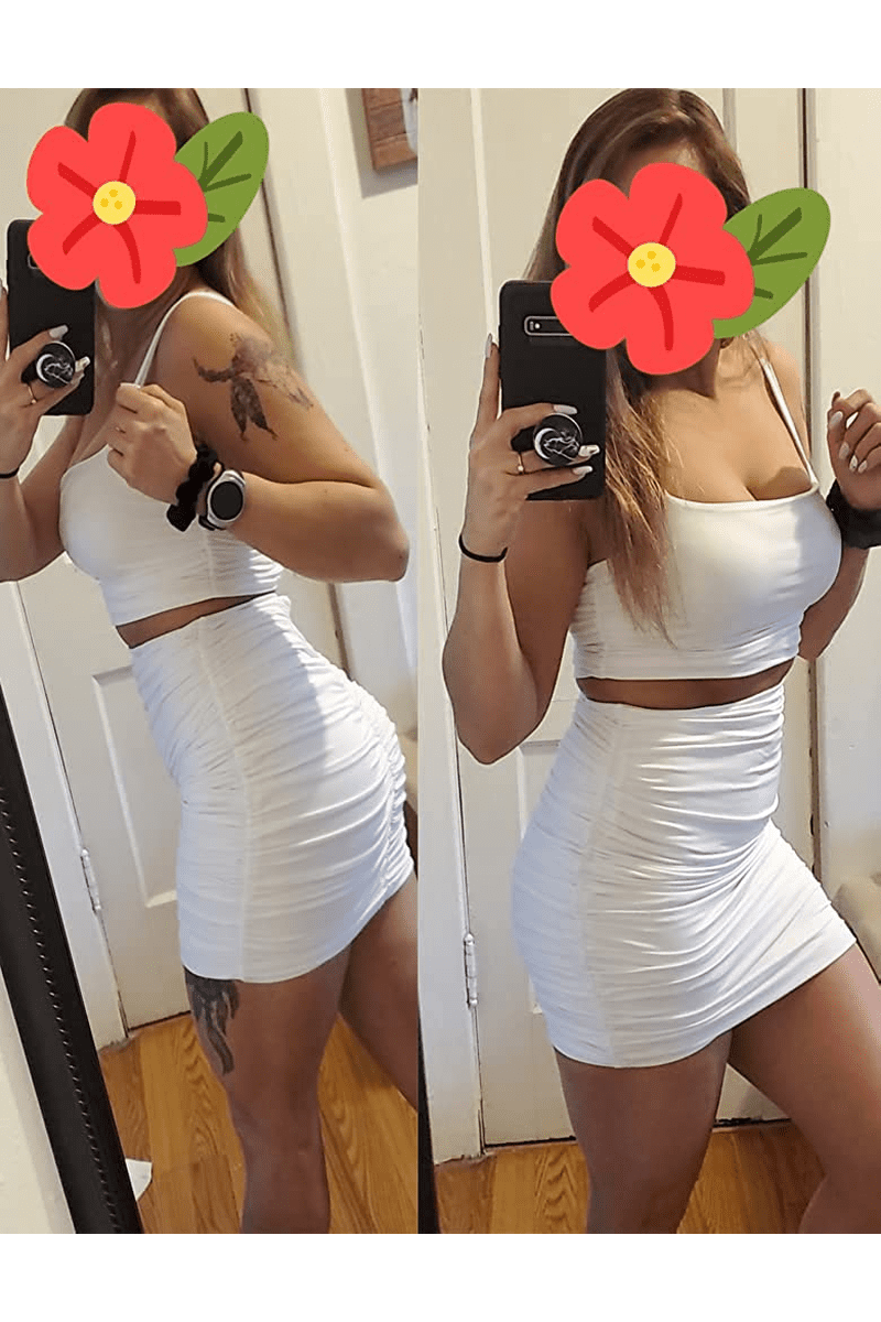 Women'S Summer 2 Piece Outfits Cami Crop Top Bodycon Skirt Mini Club Dress