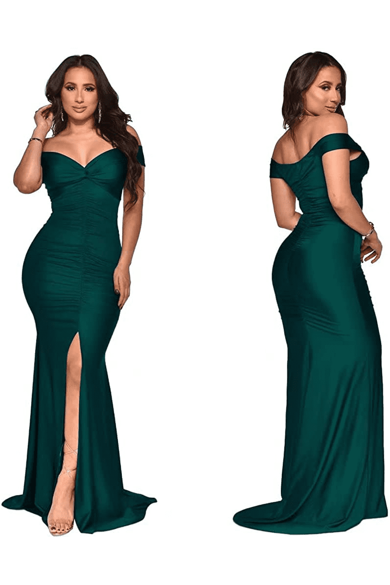 Women’S Elegant One Shoulder Sleeveless Long Formal Prom Maxi Dress High Slit Evening Gown