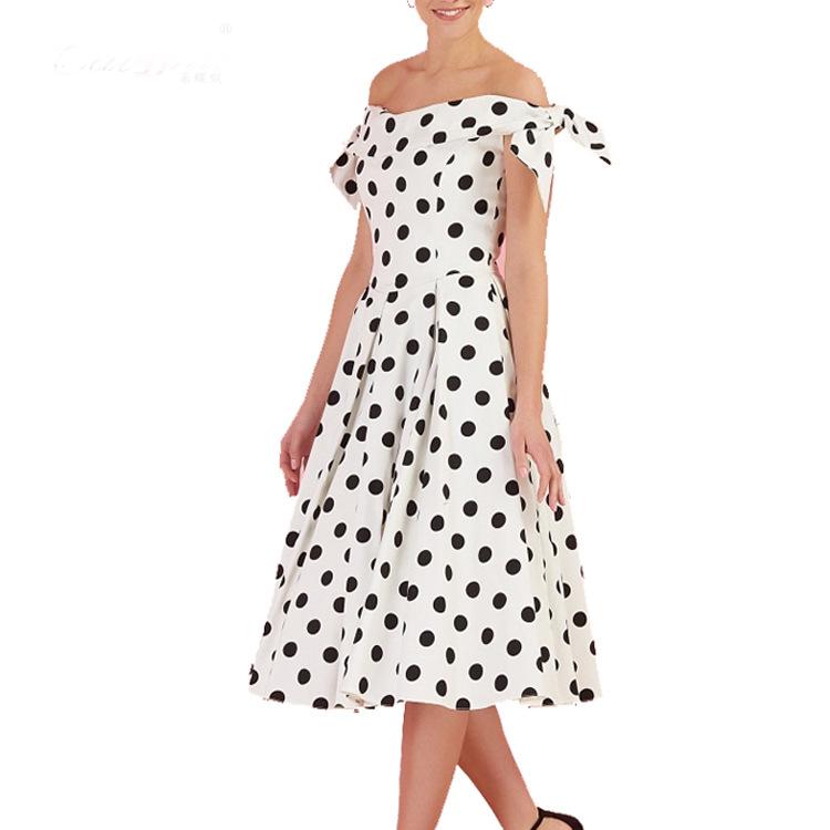 1950s Dress Polka Dot Sweet Vintage Swing Dress for women