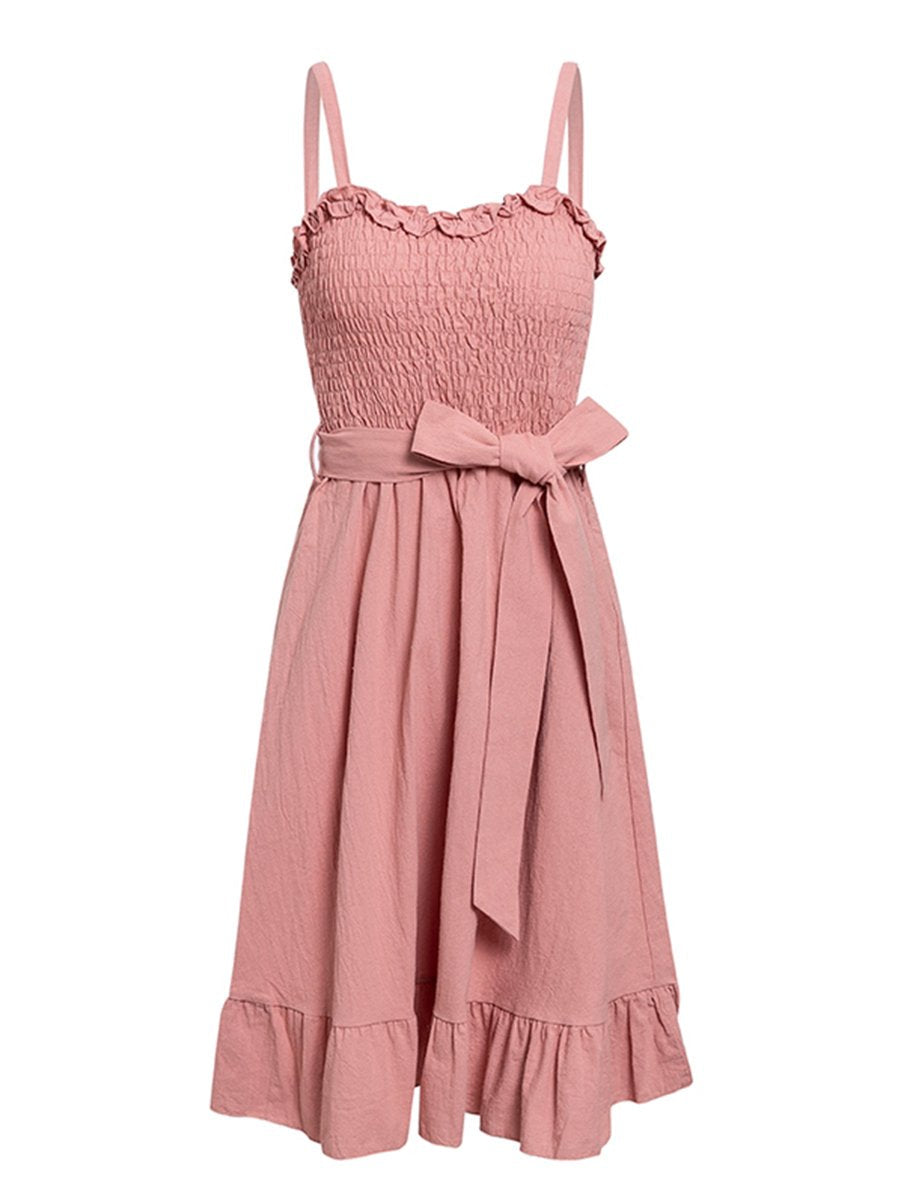 Womens Slip Dress Ruffled Sexy Midi Dress