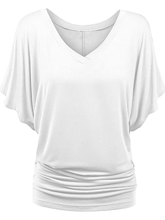 Women's V Neck Leisure Puls Size T Shirt