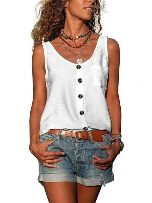 Women's Vest V-Neck Solid Color Basic Daily Shirts