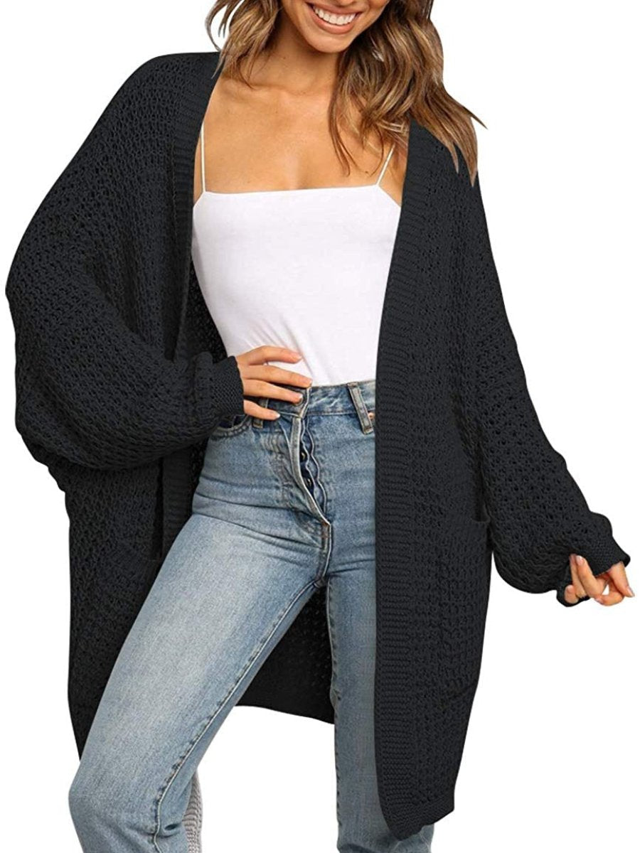 Women's Sweaters Cardigans Knit Oversized Lantern Sleeve Pockets Sweater Coat