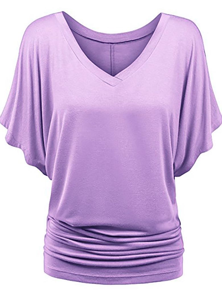 Women's V Neck Leisure Puls Size T Shirt