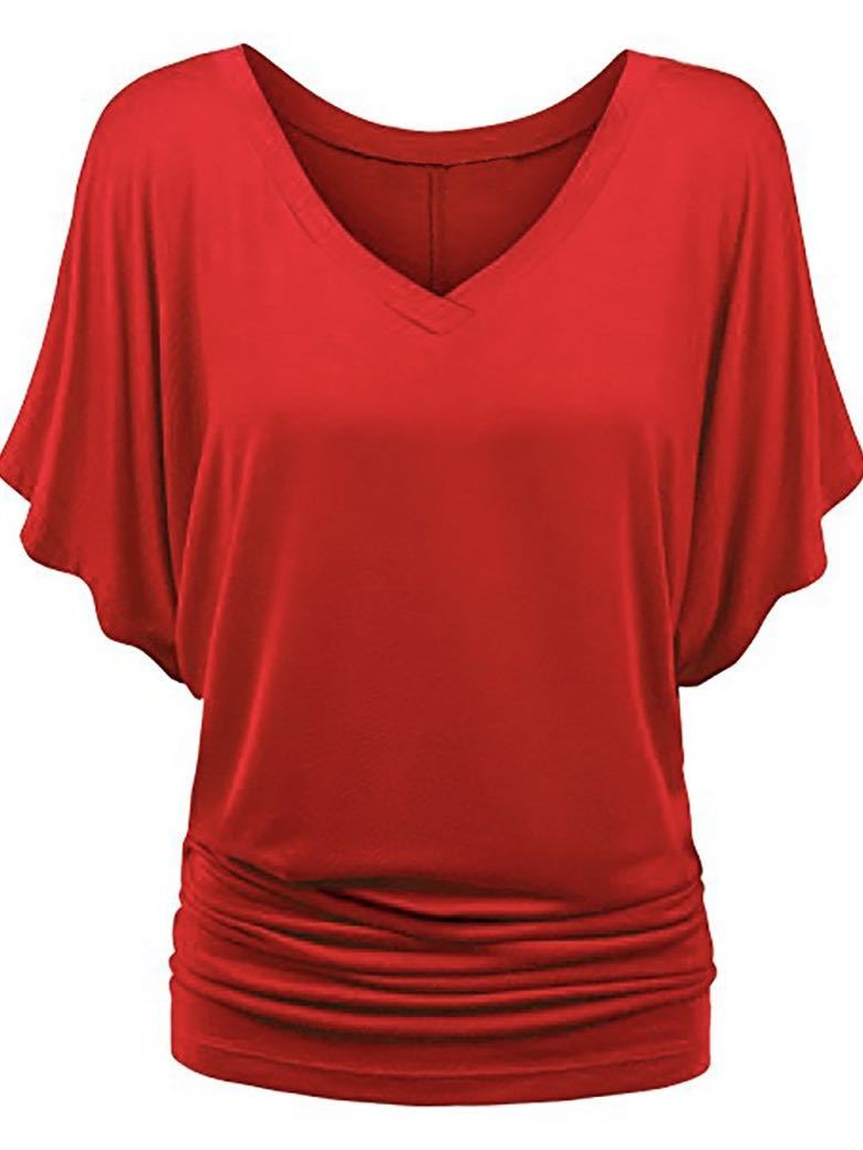 Women's V Neck Leisure Puls Size T Shirt