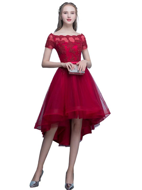 Womens Prom Dress Slash Neck Elegant Evening Dress