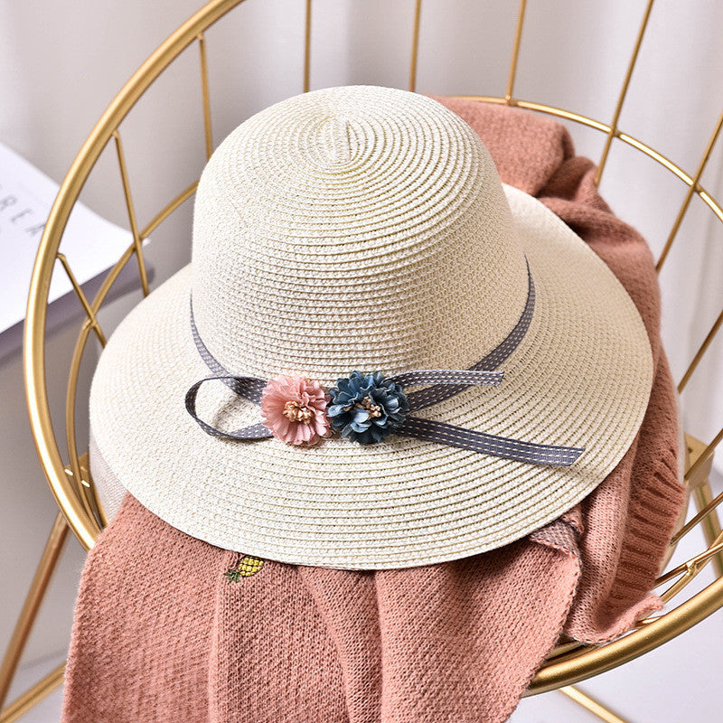 Women's Sun Hat Flower Bowknot Sunshade Beach Hat