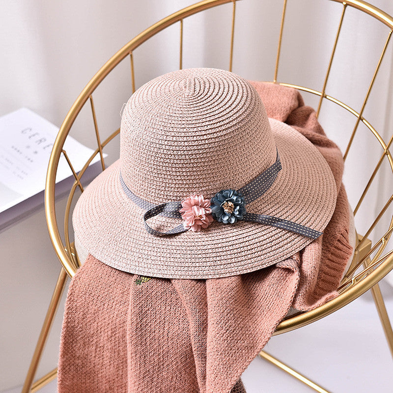 Women's Sun Hat Flower Bowknot Sunshade Beach Hat