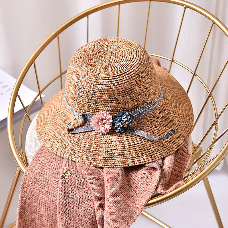 Women's Sun Hat Flower Bowknot Sunshade Beach Hat