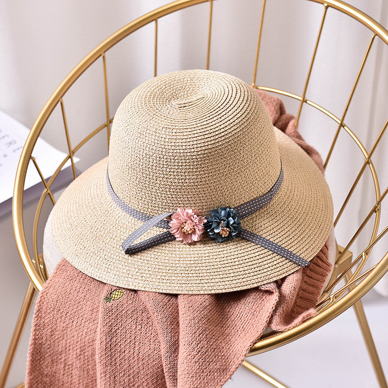 Women's Sun Hat Flower Bowknot Sunshade Beach Hat