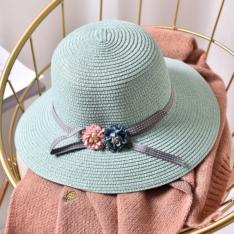 Women's Sun Hat Flower Bowknot Sunshade Beach Hat