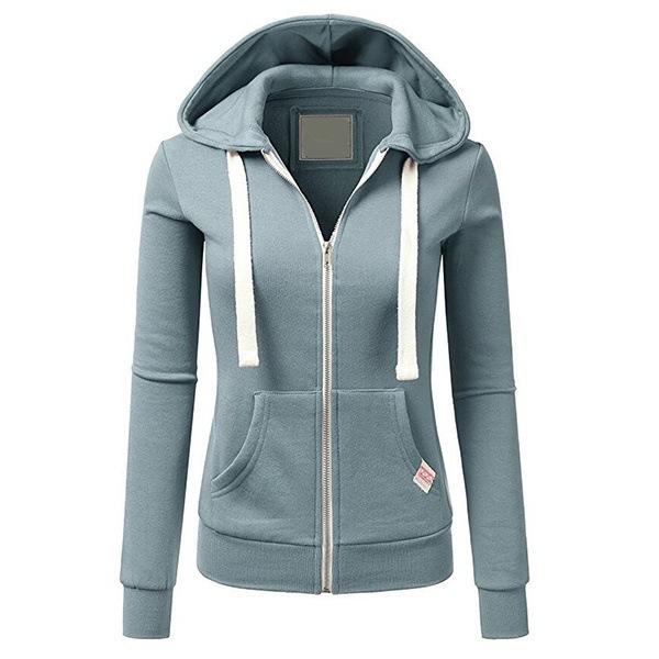 Women's Zipped Up Hoodie with Pockets Long Sleeve Sports Sweatshirts