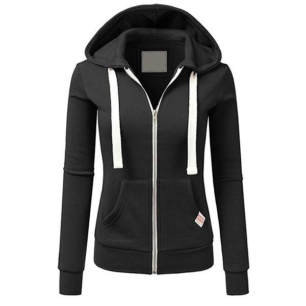 Women's Zipped Up Hoodie with Pockets Long Sleeve Sports Sweatshirts