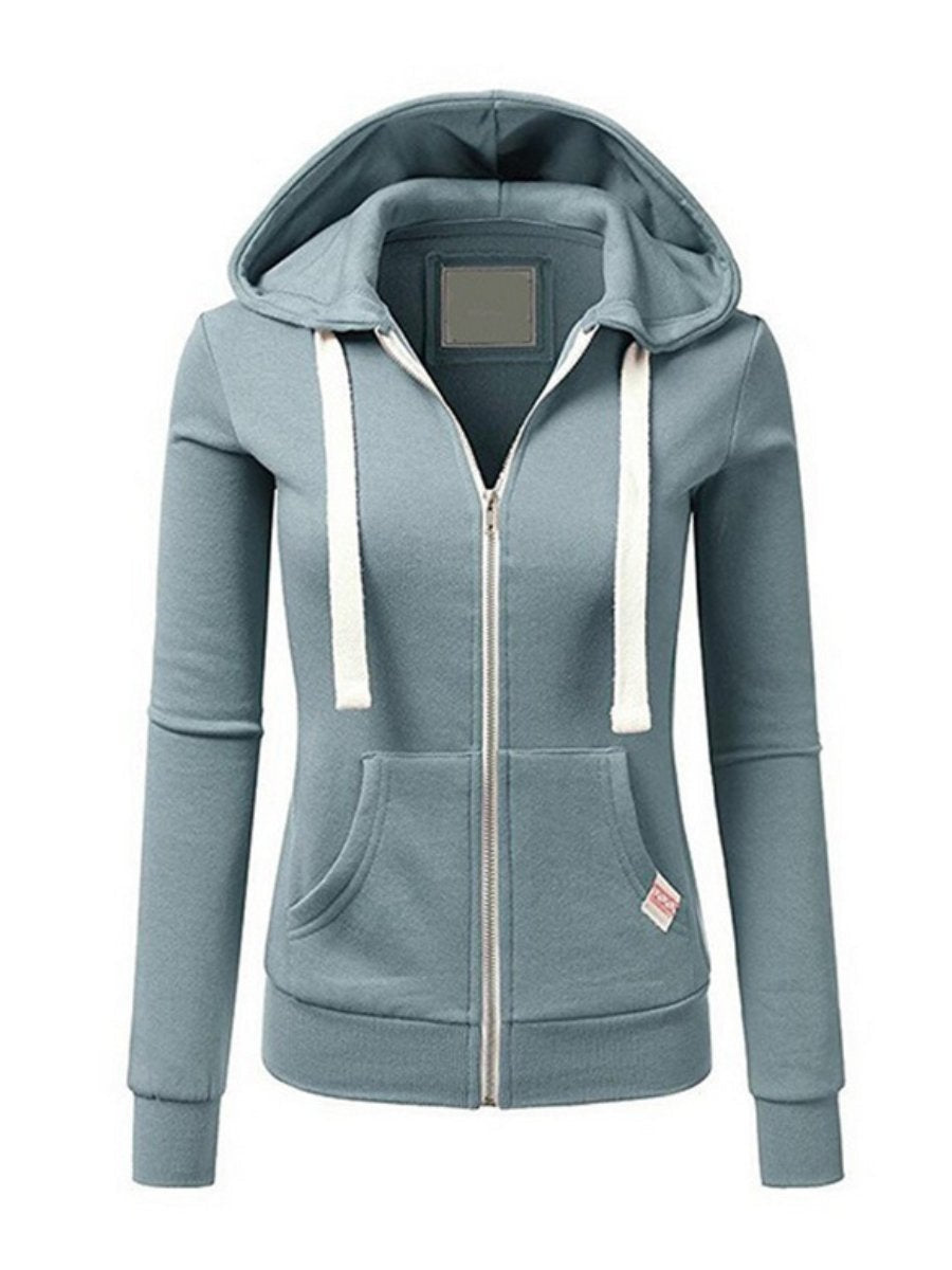 Women's Zipped Up Hoodie with Pockets Long Sleeve Sports Sweatshirts