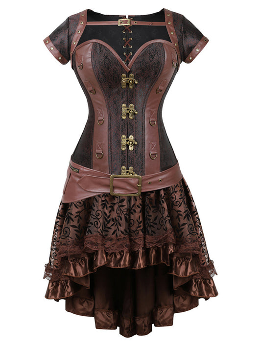 Women's Vintage Dress Palace Corset Slim Fit Gothic Style Brown Dress