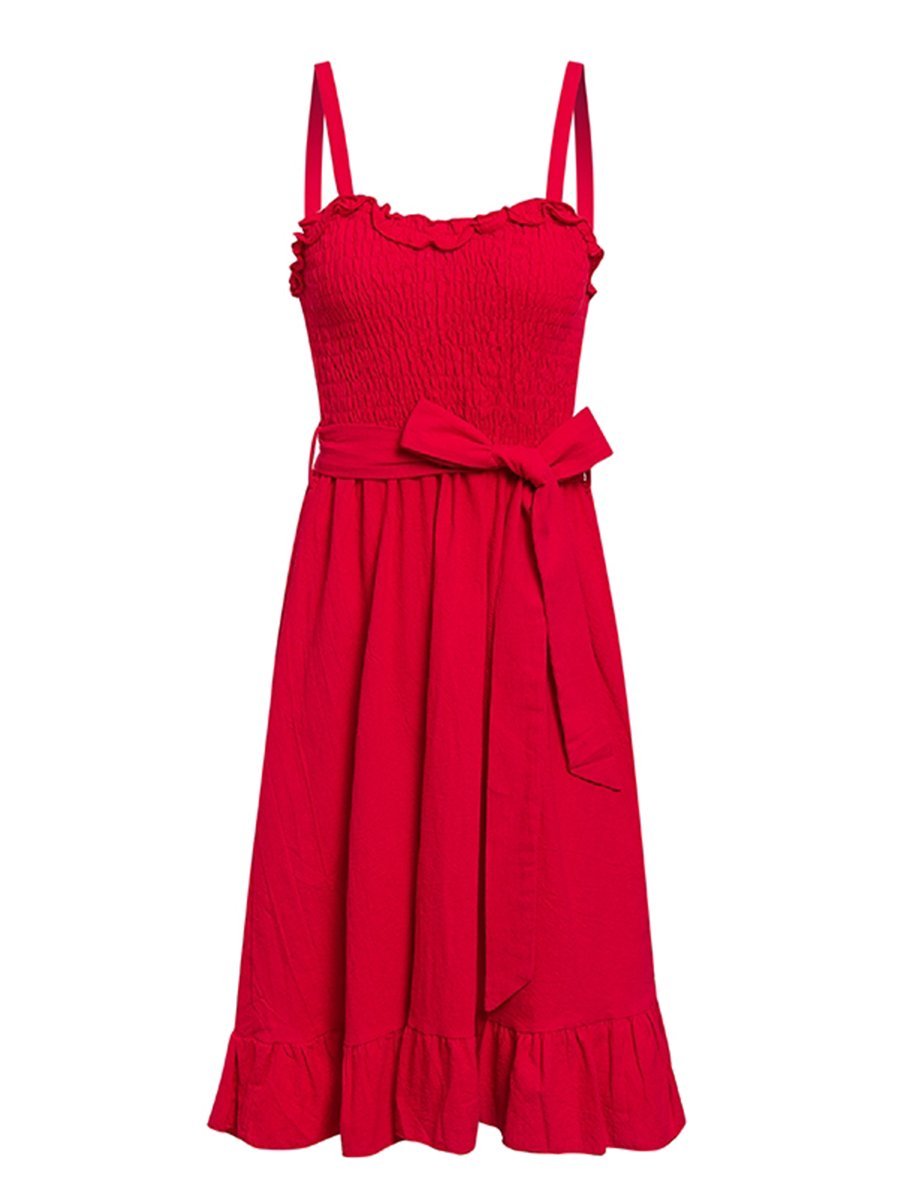 Womens Slip Dress Ruffled Sexy Midi Dress