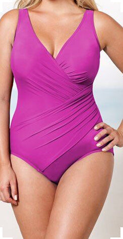 Women's Swimsuit One Set Solid Color Plus Size Pleated Swinwear