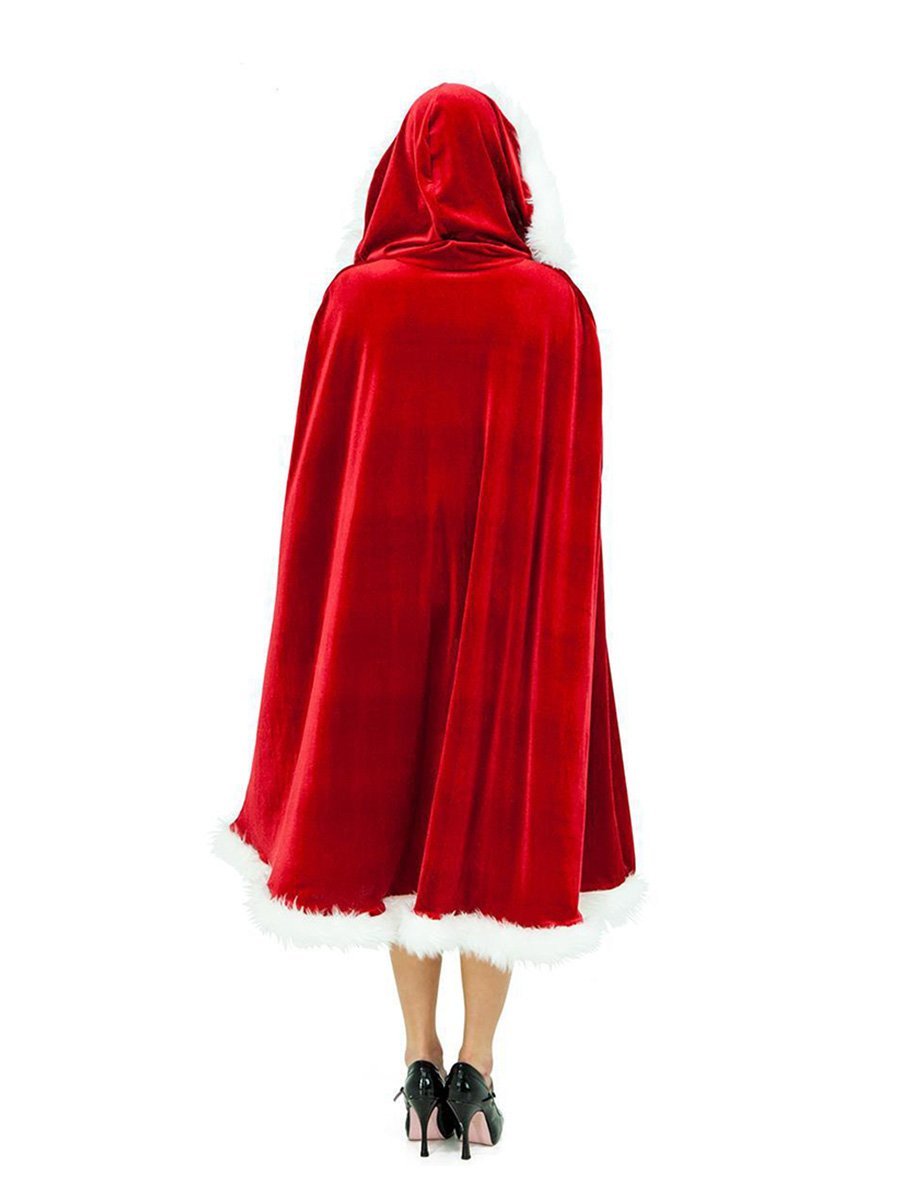 Xmas Costume Christmas Santa Claus Hooded Cloak