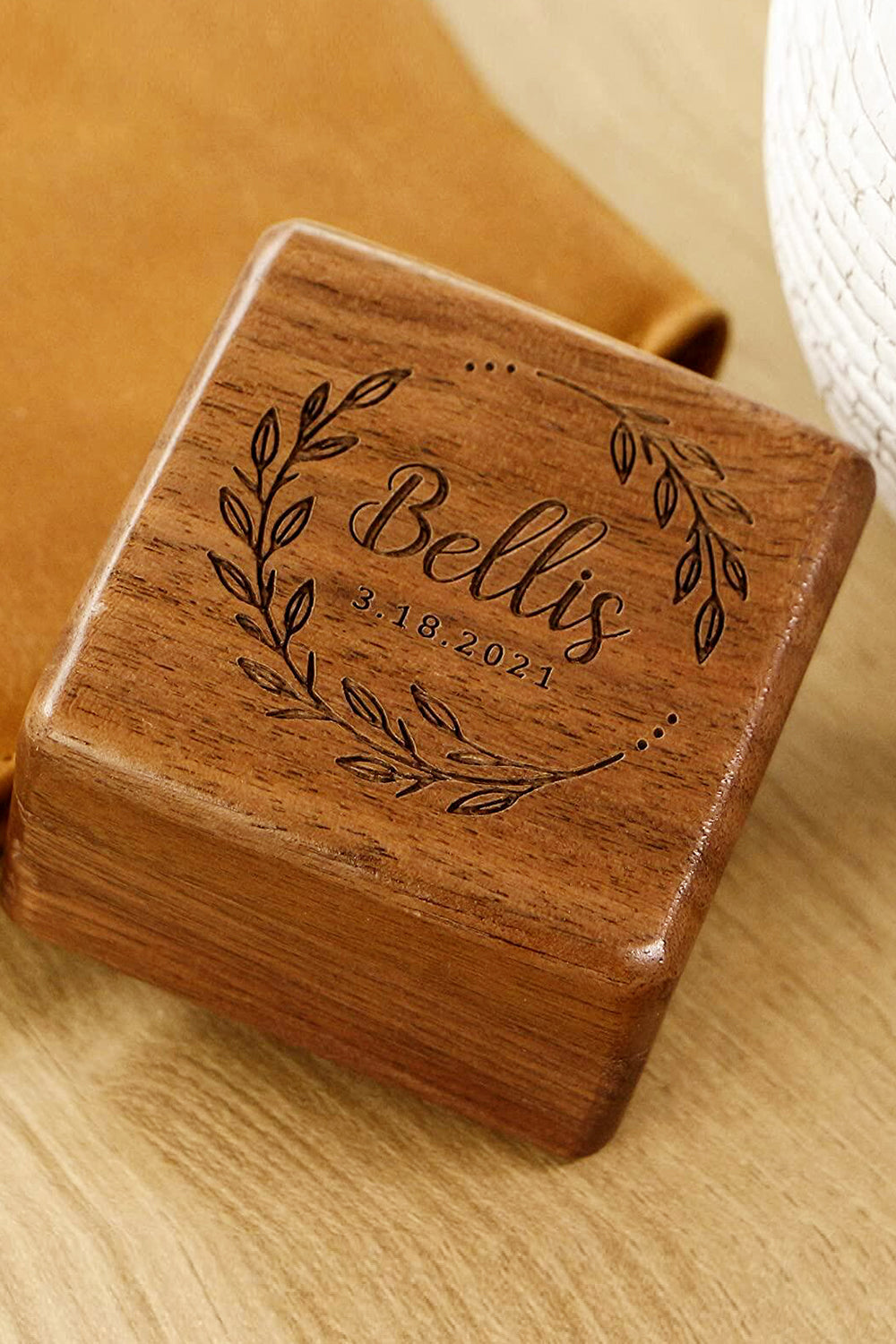 Wooden Ring Box Wedding Proposal Diamond Ring Box