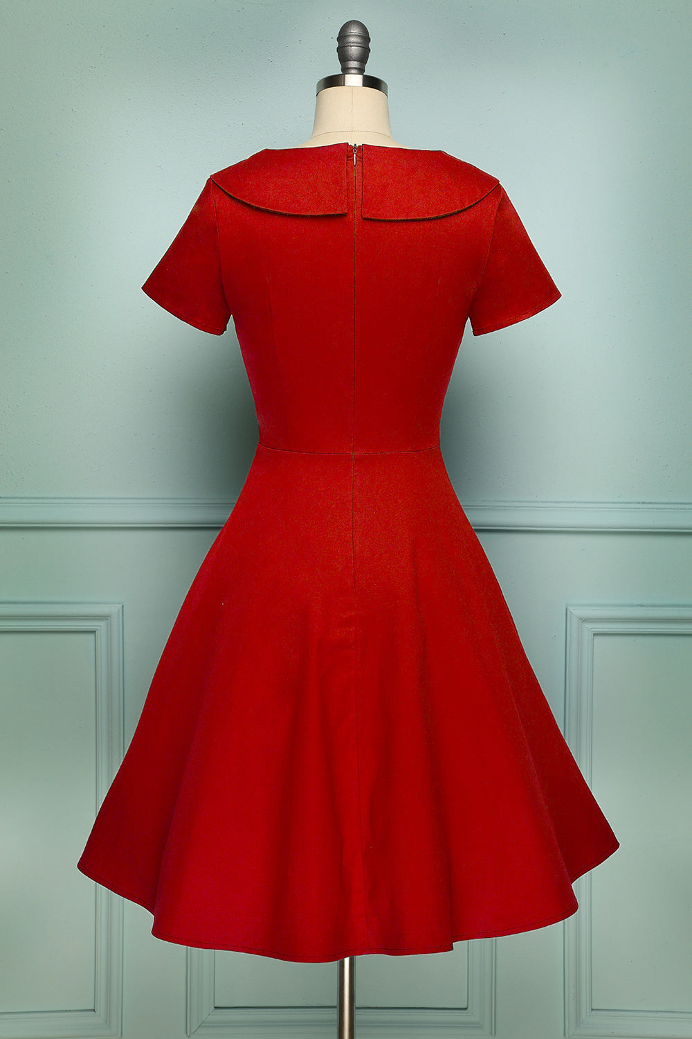 1950s Red Button Swing Dress