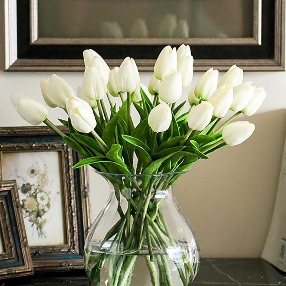 10 Pcs Tulip Artificial Flower Branch Real Touch Home Table Decor