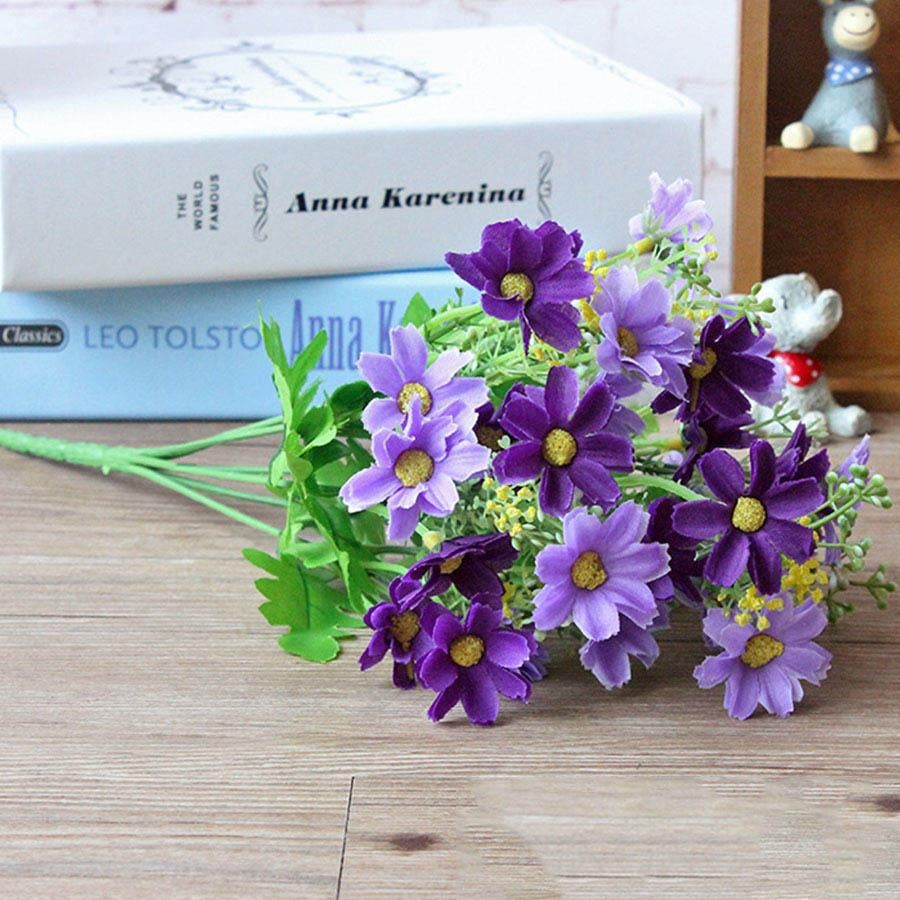 1 Bunch 28 Head Cineraria Artificial Flower Bouquet Home Office Decor