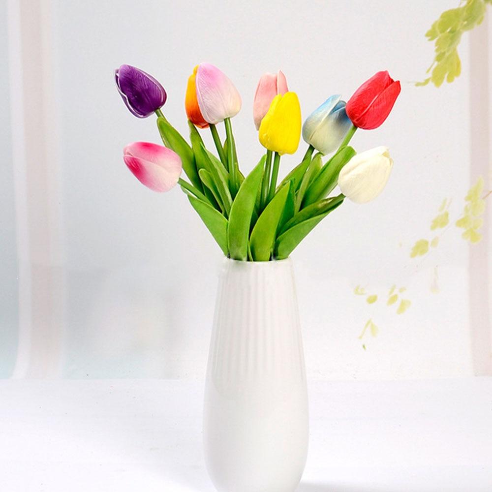 10 Pcs Tulip Artificial Flower Branch Real Touch Home Table Decor