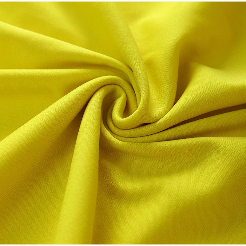 Yellow Two Piece One Short Sleeve Pleated Midi Skirts