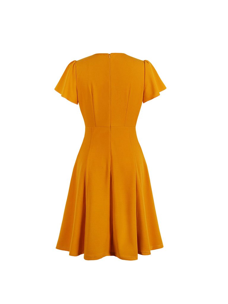 1960s Dress Short Sleeve V-neck Mini Dress