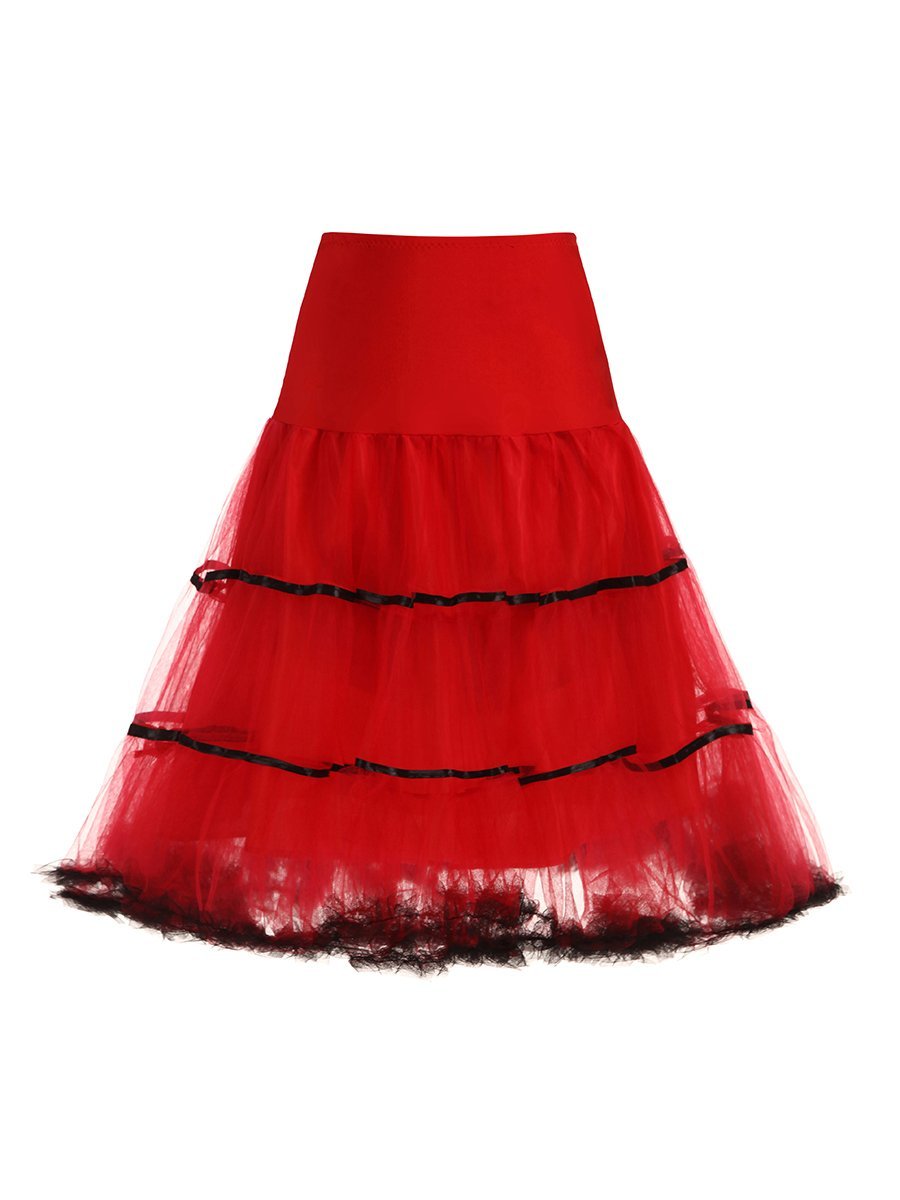 Womens Vintage Underskirt Tea-Length Tutu Petticoat