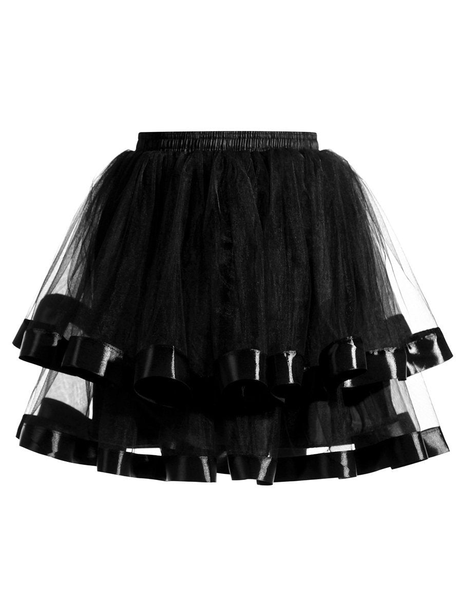 Womens A-Line Skirt Two-layered streamer Petticoat