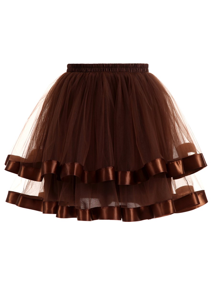 Womens A-Line Skirt Two-layered streamer Petticoat