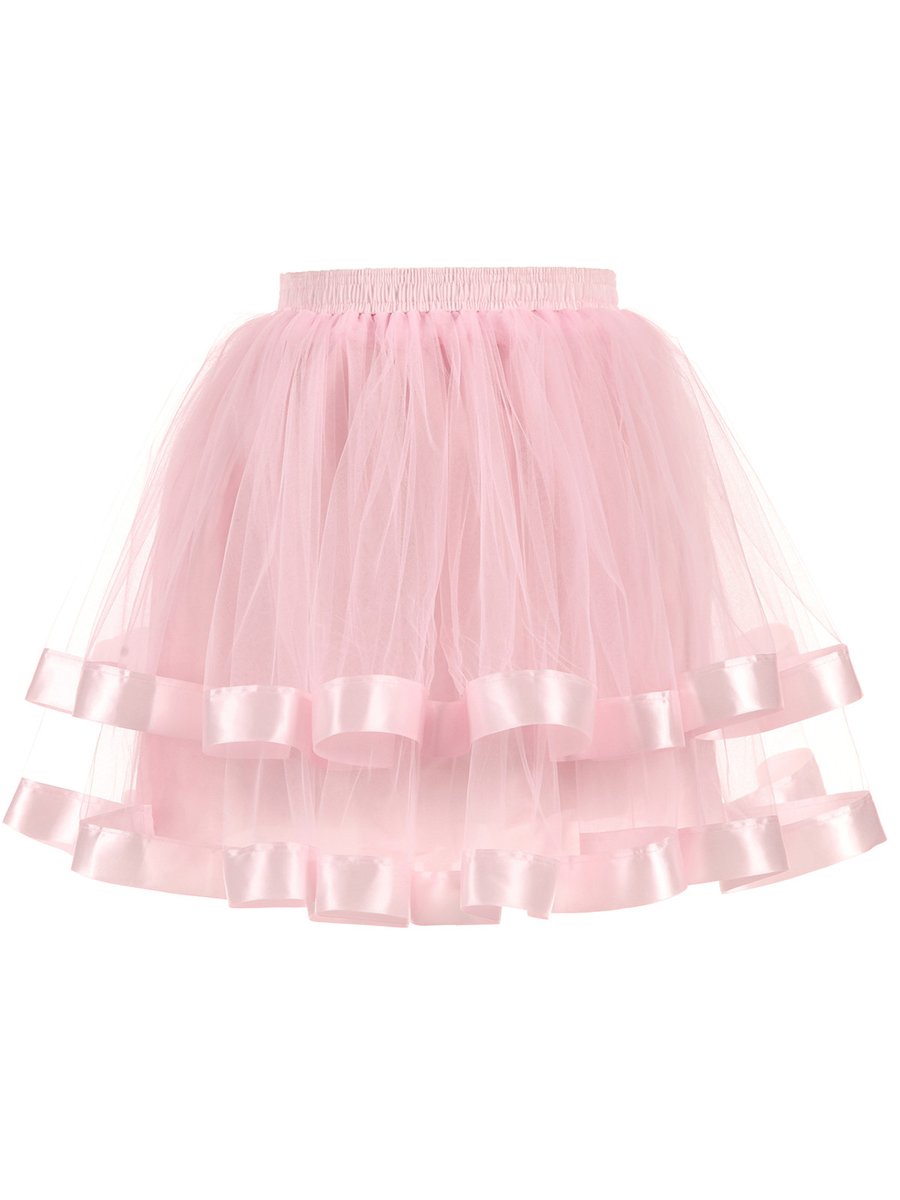 Womens A-Line Skirt Two-layered streamer Petticoat