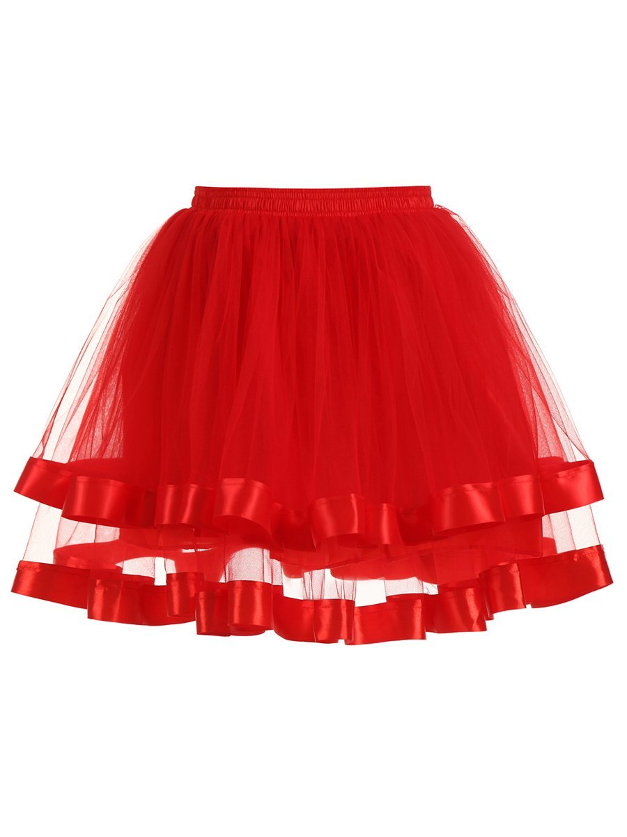 Womens A-Line Skirt Two-layered streamer Petticoat