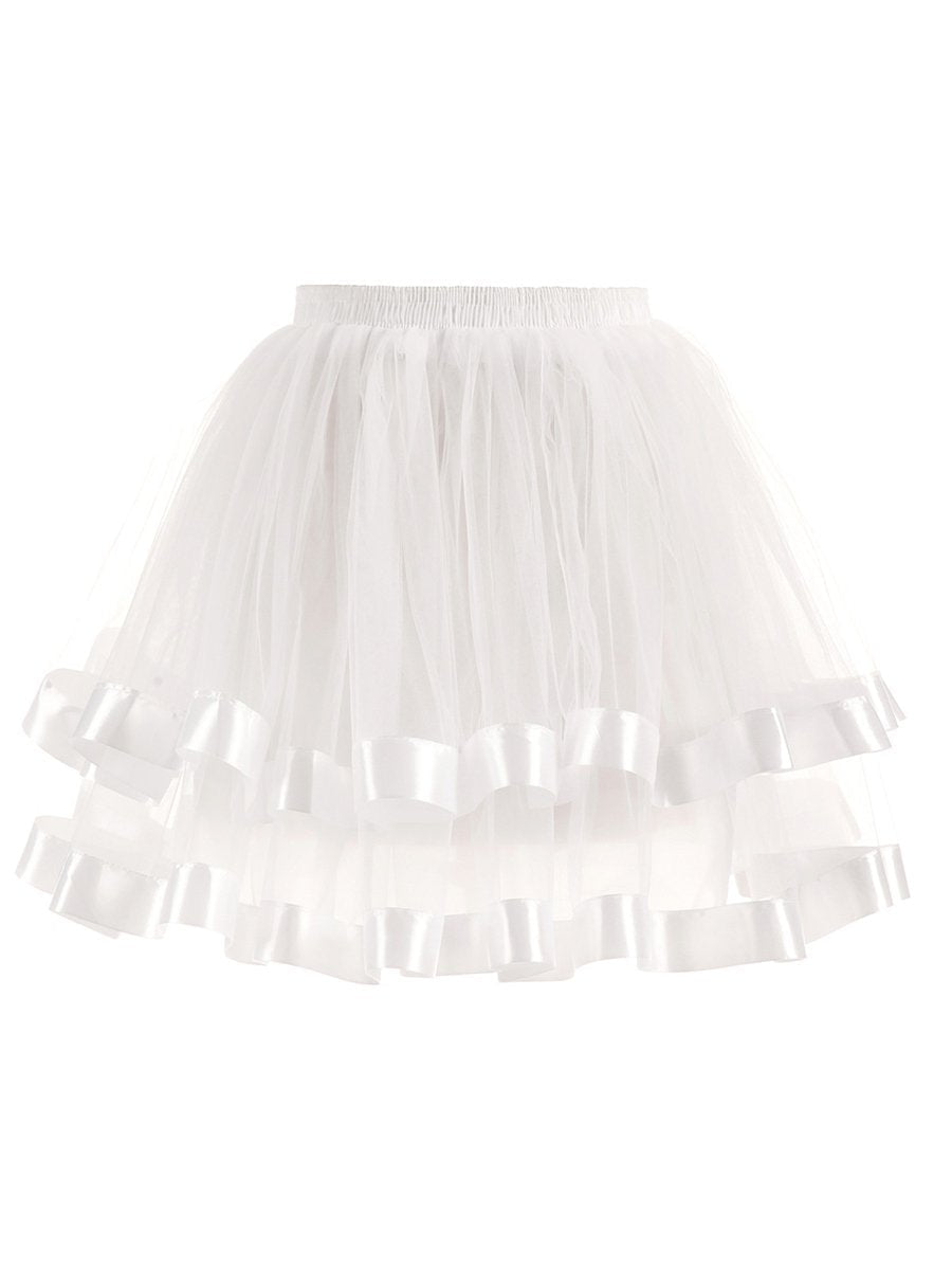 Womens A-Line Skirt Two-layered streamer Petticoat