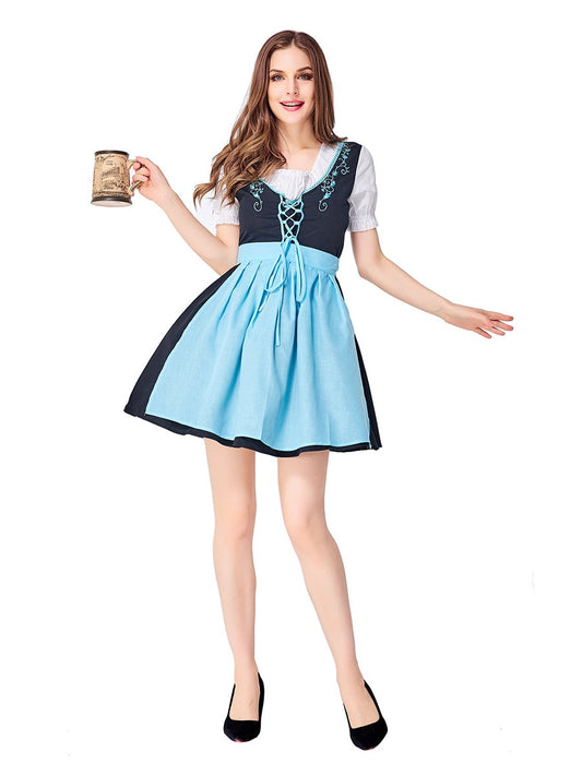 Womens Embroidered Dress Oktoberfest Fraulein Costume