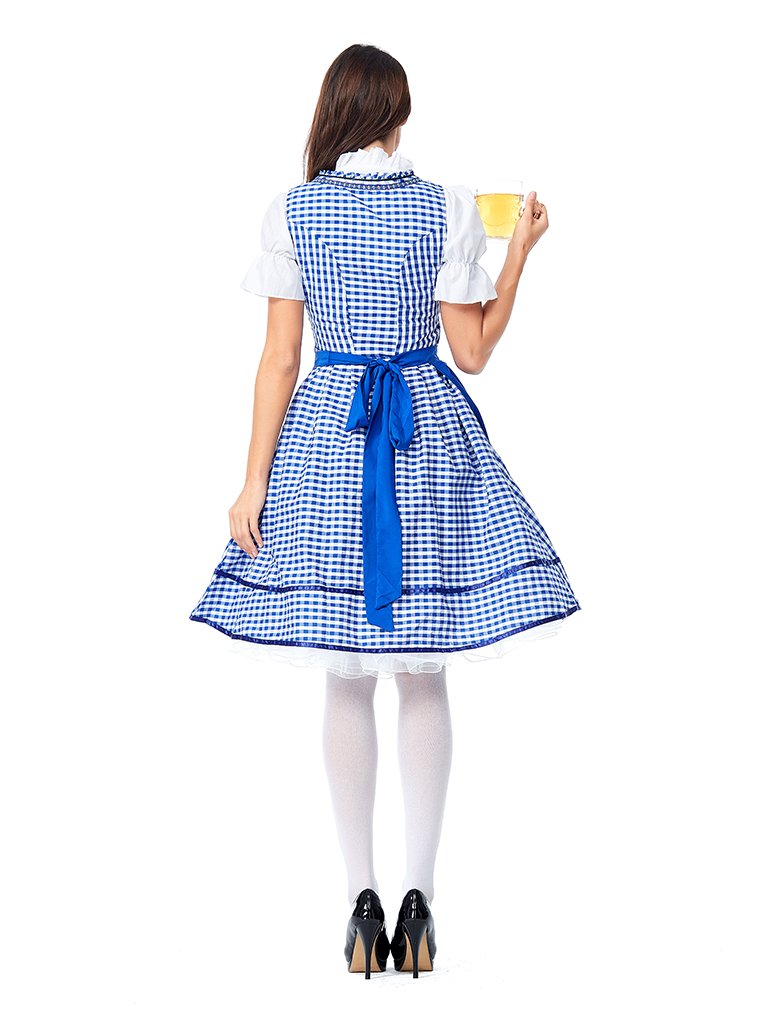 Womens Dress Blue Plaid Oktoberfest Fraulein Costume